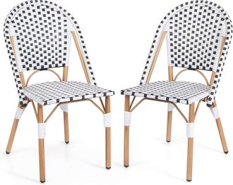Costway French Bistro Accent Chair Set of 2 Outdoor Armless Dining Chairs