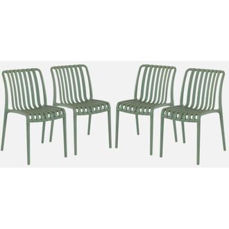 Sweeek Set 4 sedie da giardino impilabili in plastica