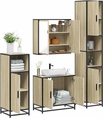 vidaXL Vidaxl - Juego De Muebles De Ba&ntilde;o 4 Pzas Contrachapada Roble Sonoma