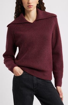 Nordstrom Rib Sailor Collar Sweater in Burgundy Royale at Nordstrom Rack, Size Xx-Small
