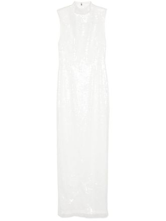 Rotate Abito lungo con paillettes - Bianco