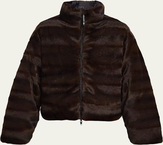 Balenciaga Faux Fur Reversible Nylon Puffer Jacket