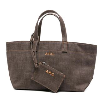 A.P.C. Tote Bags, female, Brown, Size: ONE SIZE Le Drummer Toile Small Tote Bag