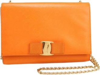 Ferragamo Pre-owned Shoulder Bag - Dames - Vintage Schoudertas - Oranje - ONE Size - Leer - Vintage