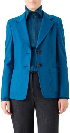 Akris Single Breasted Wool Blazer in Teal at Nordstrom, Size 10