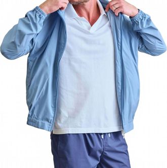 Fedeli Airstop Hoodied Bomber Windbreaker In Light Steel Blue