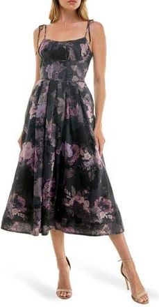 Socialite Corset Midi Sundress in Black Washed Floral at Nordstrom Rack, Size X-Large