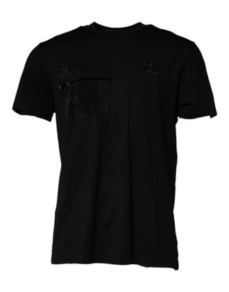 Dolce & Gabbana Mens Black Crew Neck Short Sleeve T-Shirt Cotton Viscose Nylon