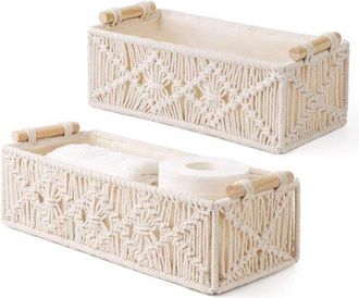 OEM Juego De 2 Cestas De Almacenamiento, Cestas De Almacenamiento De Cuerda De Algod&oacute;n, Cestas De Cuerda De Yute Trenzada, Cestas De Yute, Beige