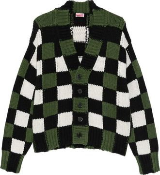 Kenzo Checkered Intarsia-knit Cardigan