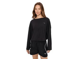 Puma Cloudspun Ribbed Slouchy Long Sleeve T-Shirts Womens Clothing Puma Black : MD, Elastane/Modal/Polyester