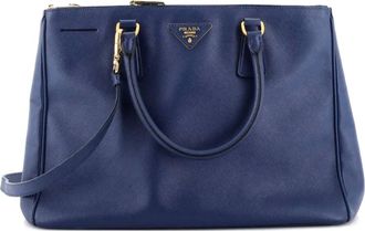 Prada Galleria Double Zip Saffiano Leather Large tote bag - Blu