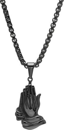 HMY Jewelry Mens Prayer Hand Pendant Necklace in Black at Nordstrom Rack