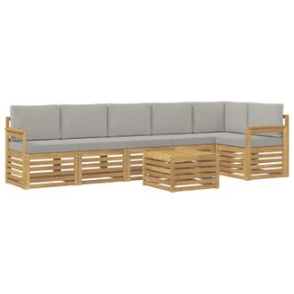 vidaXL Conjunto De Sof&aacute;s De Exterior 7 Pcs Blanco Y Gris Claro Vidaxl