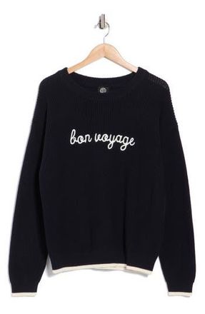 Bobeau Bon Voyage Cotton Sweater in Dk Navy/Cream- at Nordstrom Rack, Size X-Large