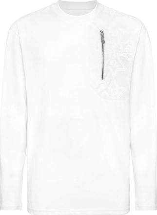 Philipp Plein Long Sleeve T-Shirt With Jacquard Crest Insert
