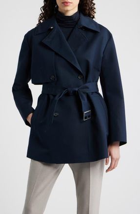 BOSS Cromas Belted Double Breasted Jacket in Sky Captain at Nordstrom, Size 10