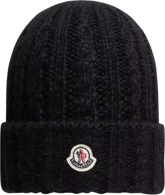 Moncler Logo Muts - Dames - Hoeden - Zwart - ONE Size - Wol - Accessoires