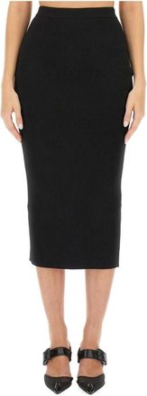 Alexander McQueen Rokken, Dames, Zwart, M, Wol, Ribbed Knit Midi Rok