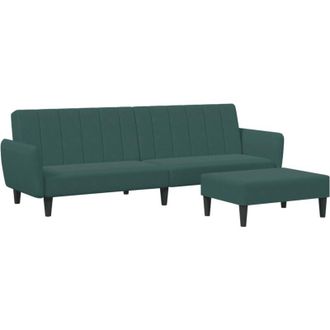 vidaXL Vidaxl - Sof&aacute; Cama De 2 Plazas Con Taburete Terciopelo Verde Oscuro