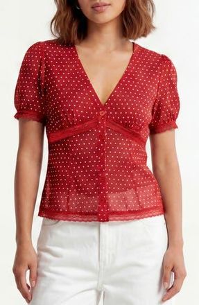 By Design Sammy Polka Dot Short Sleeve Top in Red/White Dot at Nordstrom Rack, Size X-Small
