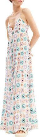 Desigual Long Geometric Print Strappy Dress in White at Nordstrom, Size X-Small