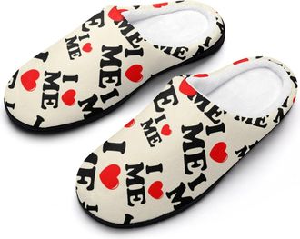 Generic I Love Me Cotton Slippers for Women Indoor Outdoor Slipper Slip-On Memory Foam Home Shoes