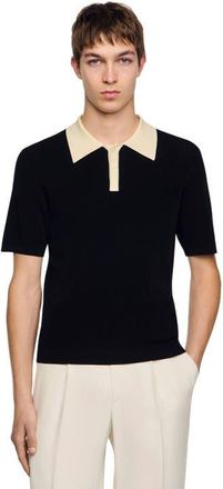 Sandro Two-tone polo shirt in Black at Nordstrom, Size Xx-Large