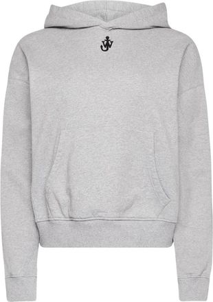 J.W.Anderson Anchor Embroidery Cropped Hoodie - Dames - Hoodies - Grijs - S - Katoen - Hoodies & sweatvesten