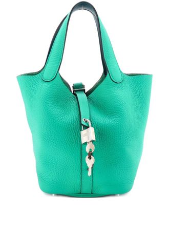 Herm&egrave;s Eclat Picotin Lock Bag Clemence with Swift PM bucket bag - Blu