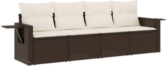 vidaXL Set De Sof&aacute;s De Jard&iacute;n 4 Pzas Y Cojines Rat&aacute;n Sint&eacute;tico Marr&oacute;n Vidaxl