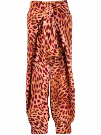 Stella McCartney leopard-print front tied trousers - women - Cotton - 36 - Pink