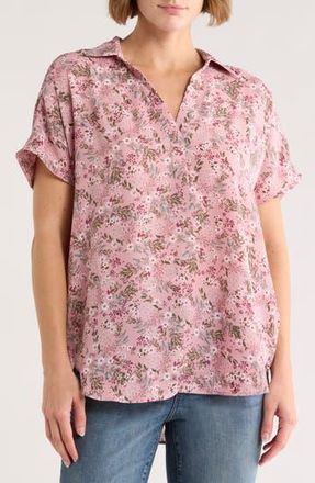 NYDJ Becky Split Neck Woven Top in Berry Fields at Nordstrom Rack, Size Xx-Small