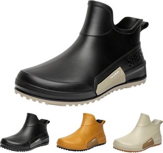Generic Ankle Rain Boots for Women,Rubber Rain Boots Ankle Booties with Non Slip Sole Outdoor Walking Waterproof Slip on Casual Work Shoes