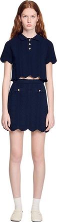 Sandro Short fancy knit skirt in Navy Blue at Nordstrom, Size 42 Eu
