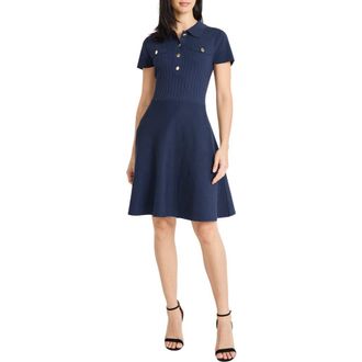 Maggy London Fit & Flare Sweater Minidress in Navy at Nordstrom Rack, Size Large