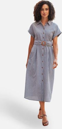 Yumi Gingham Relaxed Shirt Dress in Black at Nordstrom, Size 14