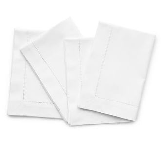 Solino Home Linen Dinner Napkins - Cotton Linen Hemstitch, 20 x 20 in White at Nordstrom, Size Large