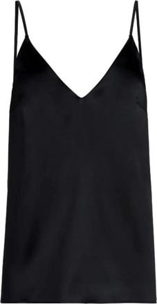 Brunello Cucinelli Stretch Zijden Satijnen Camisole - Dames - Tops zonder mouwen - Zwart - M - Satijn - Tops