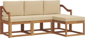 vidaXL Conjunto De Sof&aacute;s De Exterior 4 Uds. Natural Y Beige Vidaxl