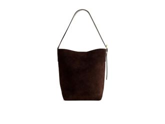 Madewell The Essential Bucket Tote in Suede Handbags Dark Carob, Leather/Suede