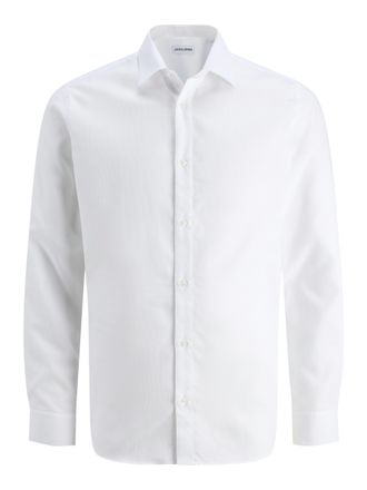 Jack & Jones Langarmhemd JACK & JONES JJJOE STRUCTURE SHIRT L/S, Herren, Gr. M, N-Gr, weiss (wei&szlig;), Web, Obermaterial: 60% Baumwolle, 40% Polyester, Hemden Langarm