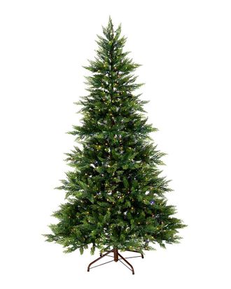 National Tree Company 7.5Ft Feel-Real Festive Fern Hinged Tree With 600 Clear Lights