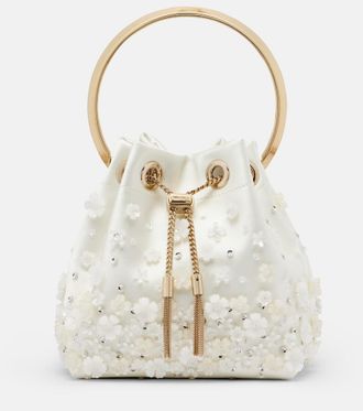 Jimmy Choo London Bon Bon Small embellished satin bucket bag