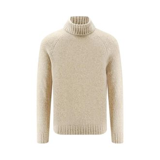 Brunello Cucinelli Truien & Vesten, Heren, Beige, L, Roll Neck Sweater