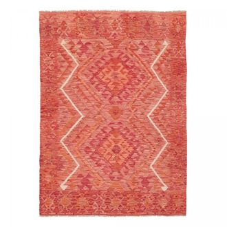 Un amour de tapis Alfombra kilim, 126 x 178 cm, geom&eacute;trica, beige, lana natural