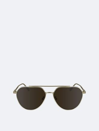 Calvin Klein Mens Metal Aviator Sunglasses - Metallic