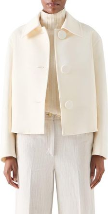 Akris Felted Wool Short Jacket in Winter White at Nordstrom, Size 12