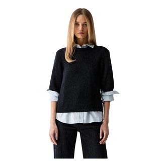 Gestuz Alphagz SS Tee - Dames - Ronde hals truien - Blauw - XS - Wol - Truien & Vesten
