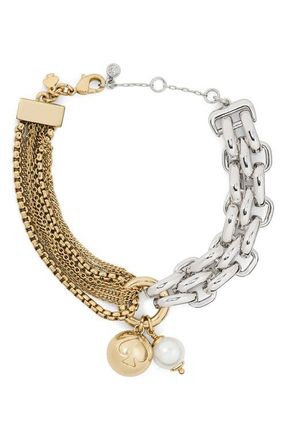 Kate Spade New York chain reaction two-tone bracelet in Cream/Mixed Metal at Nordstrom